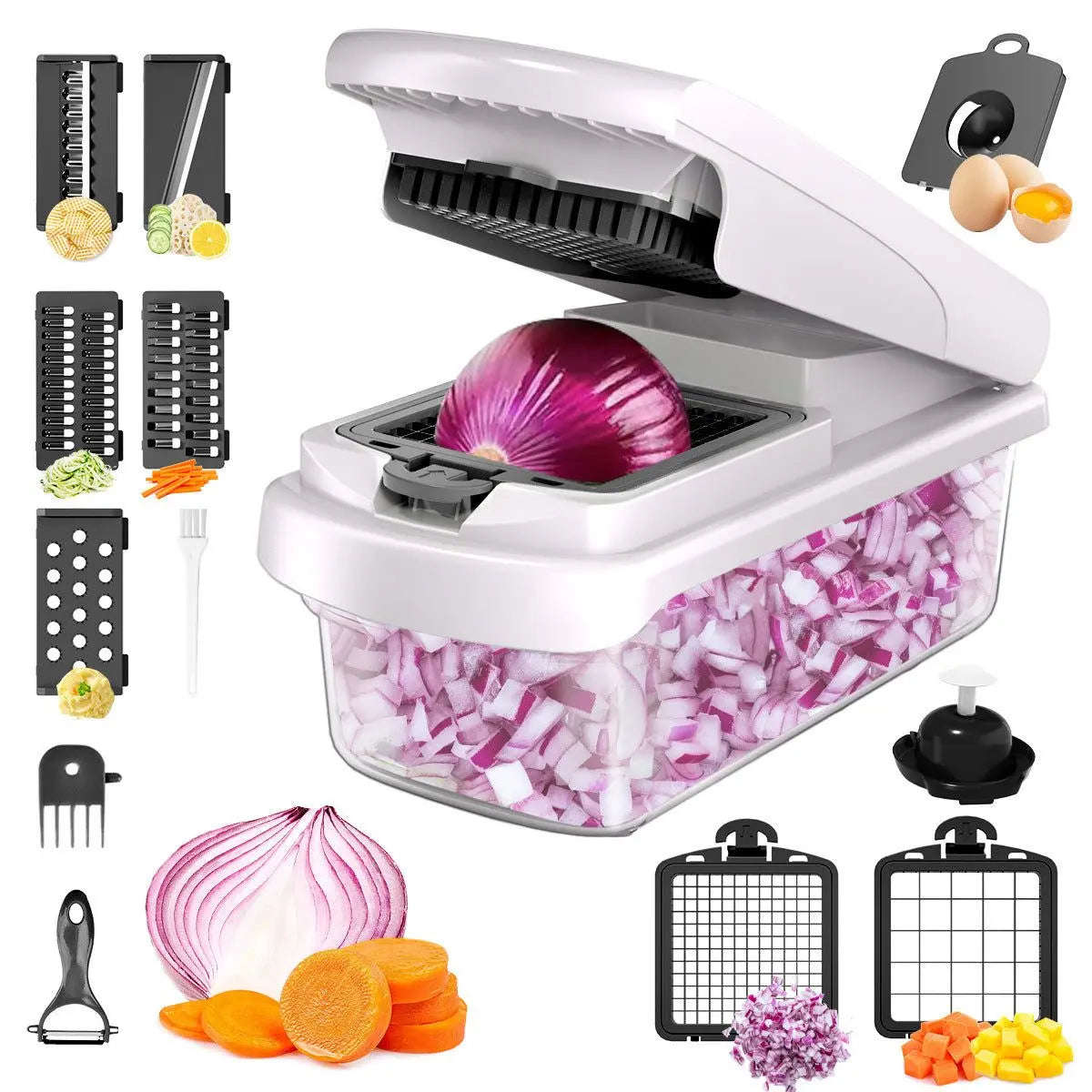 Master 15-in-1 Vegetable Chopper Splashis 5-star rated ABS plastic affordable luxury all-in-one kitchen apartment kitchen best value birthday gifts bowl meal prep busy professional chef gifts chopping tool coleslaw cutter compact kitchen gadget