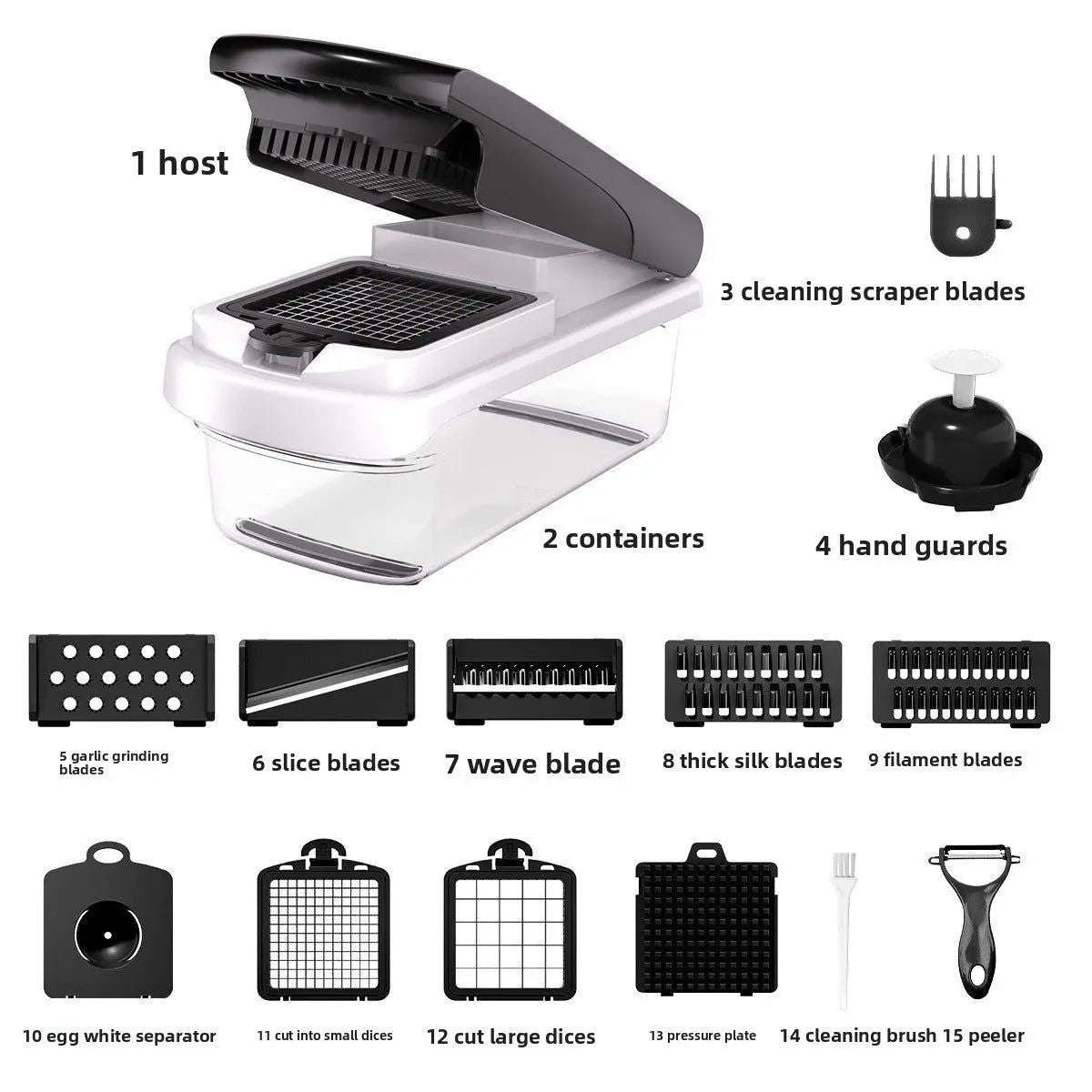 Master 15-in-1 Vegetable Chopper Splashis 5-star rated ABS plastic affordable luxury all-in-one kitchen apartment kitchen best value birthday gifts bowl meal prep busy professional chef gifts chopping tool coleslaw cutter compact kitchen gadget
