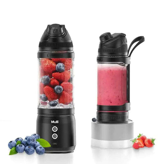 Mulli 300W Portable Blender Smoothies Splashis 20oz 24oz-blender 300w 300w-blender 6000mah-battery anti-jam anti-jam-blender battery-powered-blender birthday-gift-health blender-bottle blender-for-office blender-for-travel bpa-free-blender