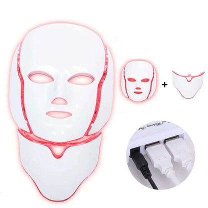 Photon therapy Face & Neck Mask Splashis 7 color LED face mask with neck adjustable LED face mask anti aging face neck mask anti aging neck device collagen boost face neck complete LED therapy system face and neck light therapy face neck anti