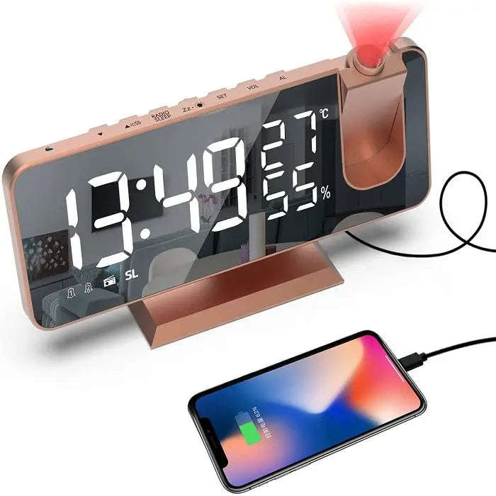 Projection Alarm Clock Splashis adjustable brightness clock alarm clock 2024 alarm clock for bedroom alarm clock for heavy sleepers alarm clock for seniors alarm clock with battery backup alarm clock with dimmer alarm clock with FM radio alarm