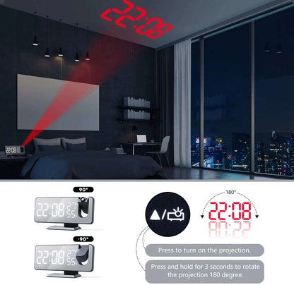 Projection Alarm Clock Splashis adjustable brightness clock alarm clock 2024 alarm clock for bedroom alarm clock for heavy sleepers alarm clock for seniors alarm clock with battery backup alarm clock with dimmer alarm clock with FM radio alarm