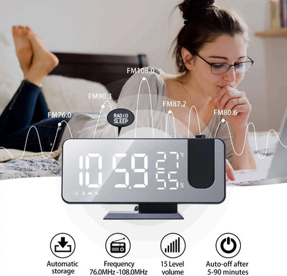 Projection Alarm Clock Splashis adjustable brightness clock alarm clock 2024 alarm clock for bedroom alarm clock for heavy sleepers alarm clock for seniors alarm clock with battery backup alarm clock with dimmer alarm clock with FM radio alarm