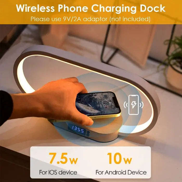 Smart 3-in-1 Wireless Charging Lamp Splashis 10W charger 10w-fast-charging-lamp 3-in-1 lamp 3-in-1-bedside-charging-station 3-in-1-desk-lamp adjustable lamp aluminum lamp aluminum-wood-desk-lamp apartment living apartment therapy bedroom decor