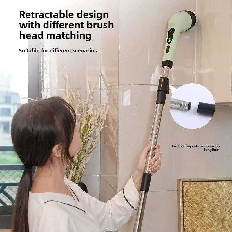 Smart Home Electric Cleaning Brush Splashis 2-Speed Scrubber 2000mAh Battery 25W Power Scrubber 3-Head Scrubber 6-Head Scrubber 9-Head Scrubber Adjustable Handle Affordable Cleaner Airbnb Cleaning All Purpose Cleaner Apartment Cleaning