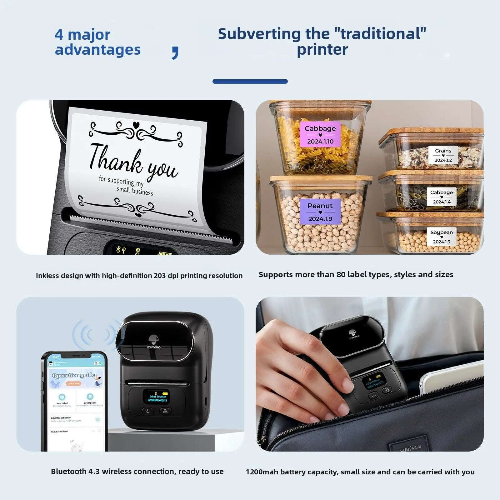Smart M110 Mini Bluetooth Label Printer Splashis Address Label Printer Affordable Printer Amazon Seller Tools Android Printer App Printer Back To School Bakery Labels Barcode Label Printer Barcode Label Printer Portable barcode printer Battery