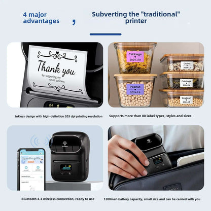 Smart M110 Mini Bluetooth Label Printer Splashis Address Label Printer Affordable Printer Amazon Seller Tools Android Printer App Printer Back To School Bakery Labels Barcode Label Printer Barcode Label Printer Portable barcode printer Battery