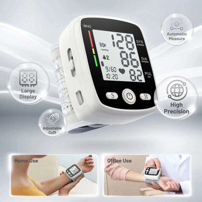 Smart Wrist Blood Pressure Monitor Splashis 180-Memory Dual User 45 second blood pressure accessible health monitor accurate BP monitor affordable health monitor AFib detector aging in place device automatic blood pressure cuff Automatic BP