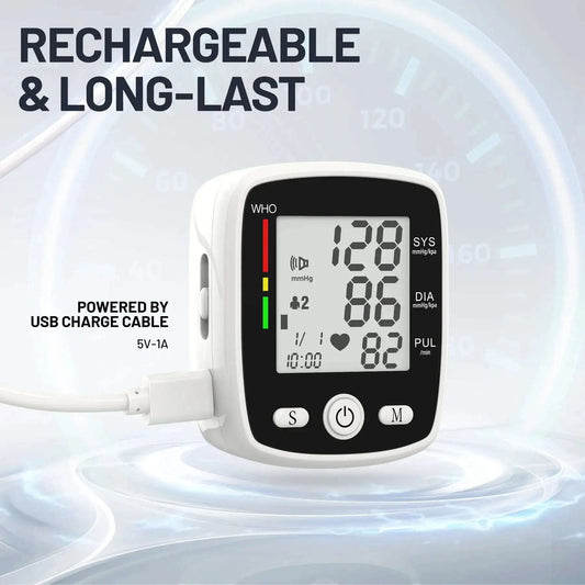 Smart Wrist Blood Pressure Monitor Splashis 180-Memory Dual User 45 second blood pressure accessible health monitor accurate BP monitor affordable health monitor AFib detector aging in place device automatic blood pressure cuff Automatic BP