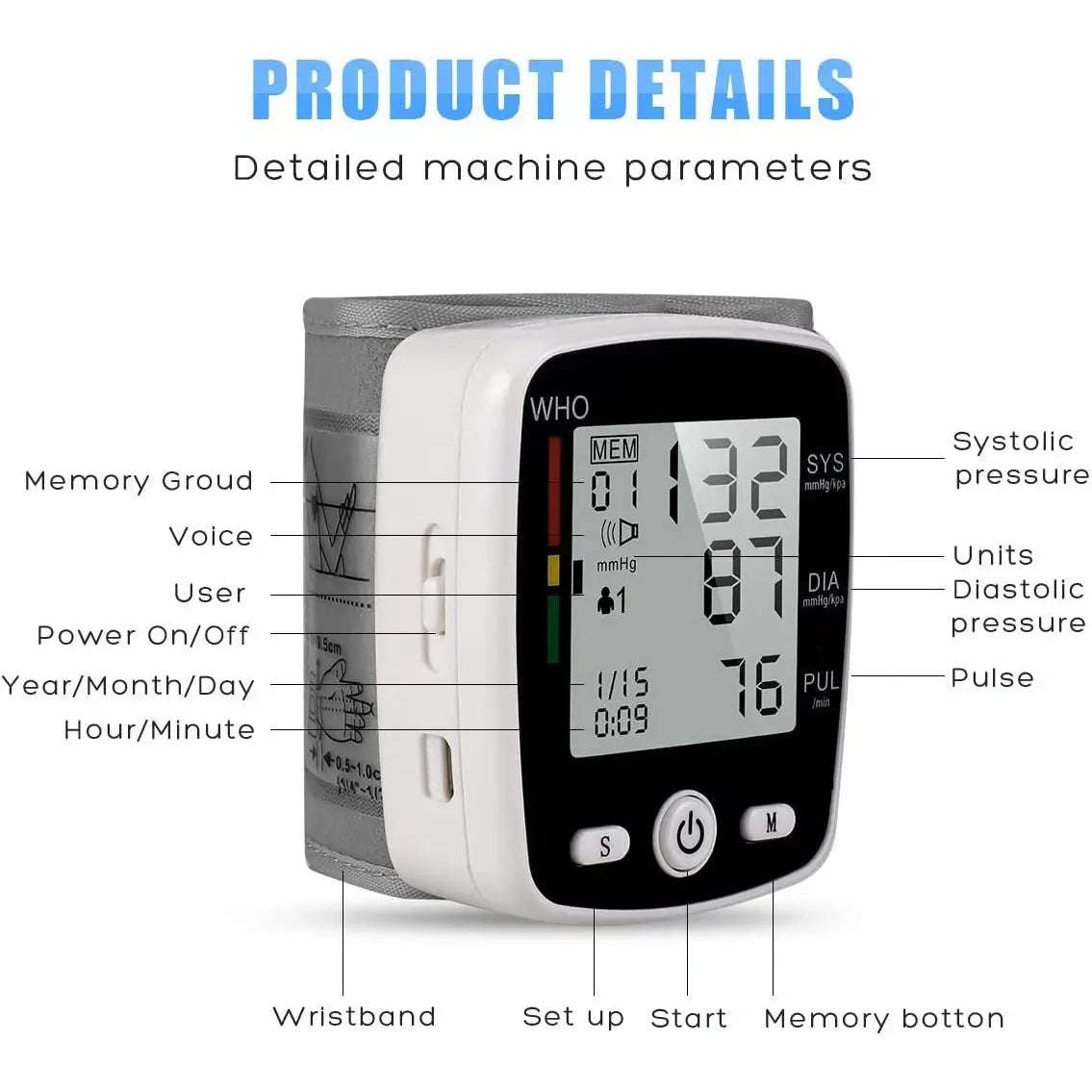 Smart Wrist Blood Pressure Monitor Splashis 180-Memory Dual User 45 second blood pressure accessible health monitor accurate BP monitor affordable health monitor AFib detector aging in place device automatic blood pressure cuff Automatic BP