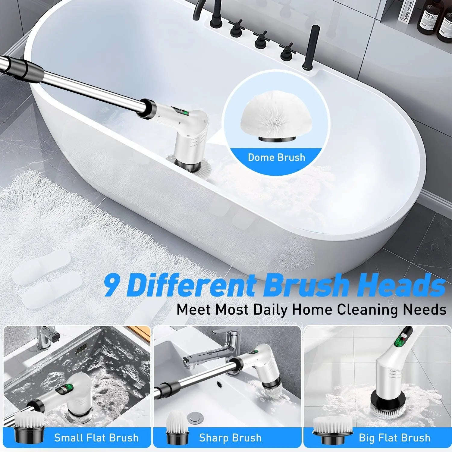 Spin Cordless Electric Scrubber Splashis 25w-power-scrubber 360-degree-rotating-brush accessibility apartment living bathroom cleaner bathroom makeover bathroom-cleaning-tool best seller car cleaning cleaning brush cleaning gadget cleaning