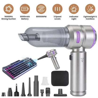 Turbo Clean 2-in-1 Cordless Vacuum Splashis 16000Pa vacuum 2-in-1 vacuum 80000 RPM motor air duster automotive vacuum best seller camera duster car accessories car cleaning kit car detailing vacuum car interior cleaner car vacuum cleaning