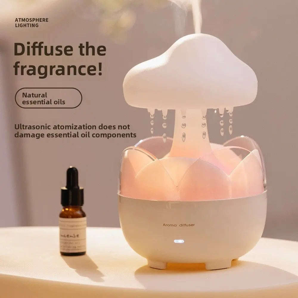 Ultrasonic Mist Aromatherapy Diffuser Splashis 7 color LED diffuser aesthetic room decor anxiety relief diffuser aromatherapy diffuser ASMR rain diffuser bedroom humidifier cloud night light cute room decor essential oil diffuser meditation