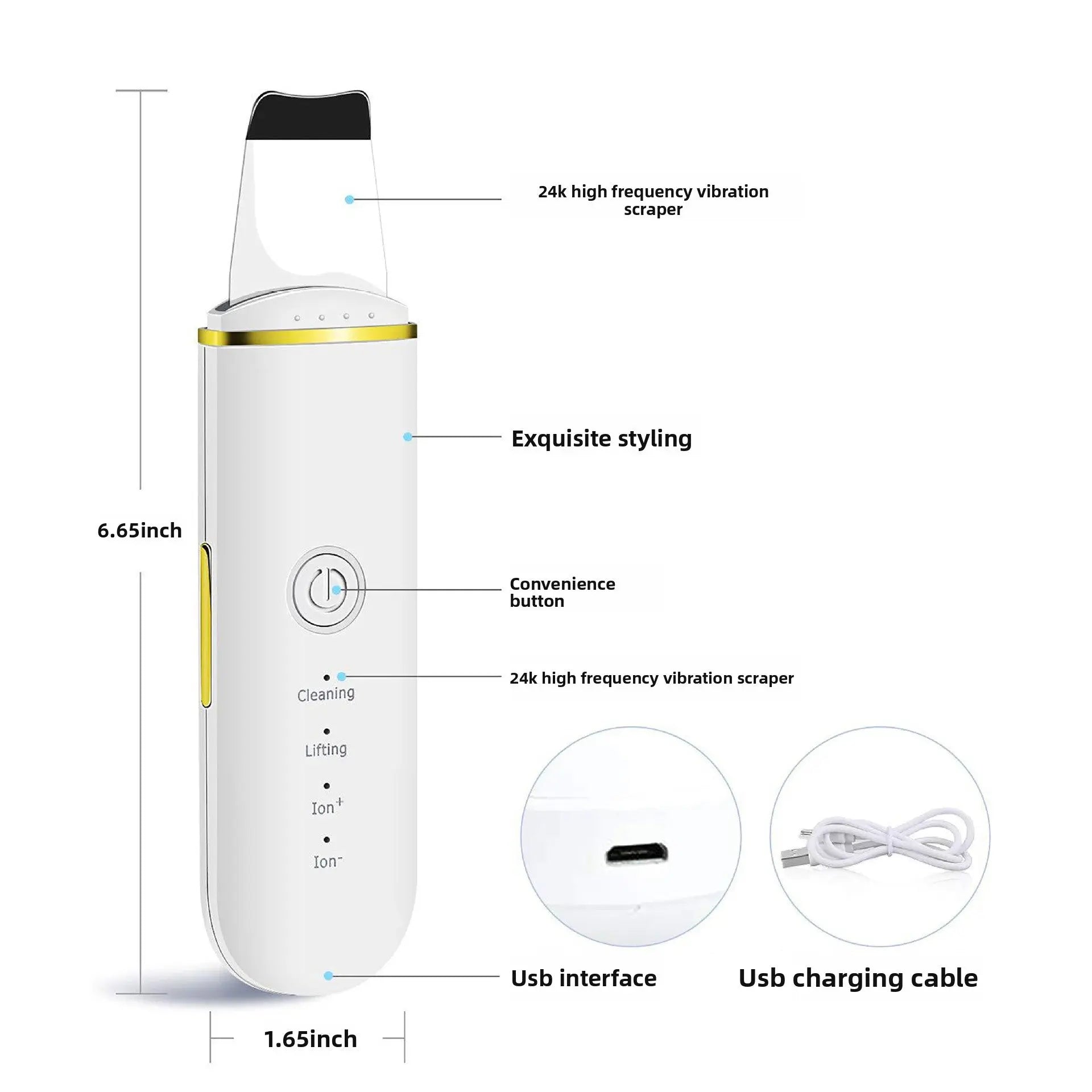 Ultrasonic Skin Spatula Peeling Device Splashis 75g face device ABS face device acne prone skin device acne treatment device aesthetic device affordable ultrasonic device anti-aging facial device at home facial beauty device free shipping