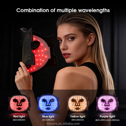 Wireless LED Photon Therapy Facial Mask Splashis 10000-hour-LEDs 2000mAh-battery 252-LED-chips 470nm-blue-light 520nm-green-light 590nm-yellow-light 630nm-red-light 850nm-infrared acne-treatment-LED affordable-premium age-defying-technology