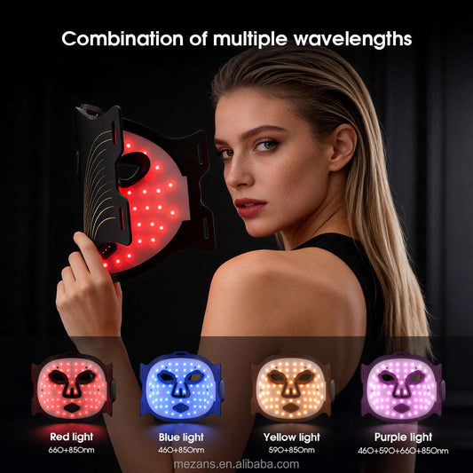 Wireless LED Photon Therapy Facial Mask Splashis 10000-hour-LEDs 2000mAh-battery 252-LED-chips 470nm-blue-light 520nm-green-light 590nm-yellow-light 630nm-red-light 850nm-infrared acne-treatment-LED affordable-premium age-defying-technology