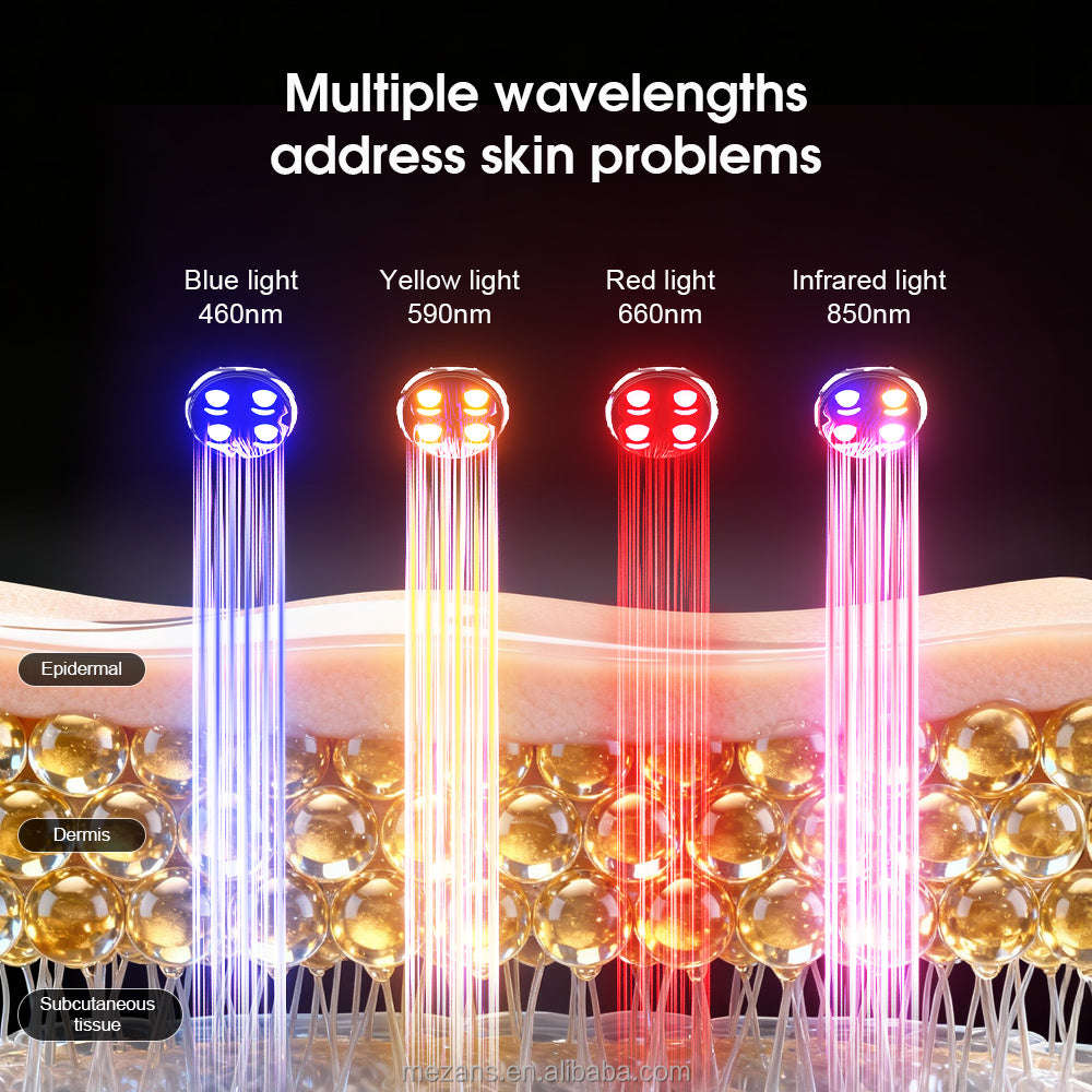Wireless LED Photon Therapy Facial Mask Splashis 10000-hour-LEDs 2000mAh-battery 252-LED-chips 470nm-blue-light 520nm-green-light 590nm-yellow-light 630nm-red-light 850nm-infrared acne-treatment-LED affordable-premium age-defying-technology