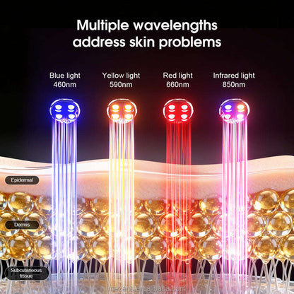 Wireless LED Photon Therapy Facial Mask Splashis 10000-hour-LEDs 2000mAh-battery 252-LED-chips 470nm-blue-light 520nm-green-light 590nm-yellow-light 630nm-red-light 850nm-infrared acne-treatment-LED affordable-premium age-defying-technology