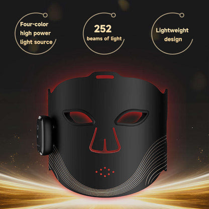 Wireless LED Photon Therapy Facial Mask Splashis 10000-hour-LEDs 2000mAh-battery 252-LED-chips 470nm-blue-light 520nm-green-light 590nm-yellow-light 630nm-red-light 850nm-infrared acne-treatment-LED affordable-premium age-defying-technology